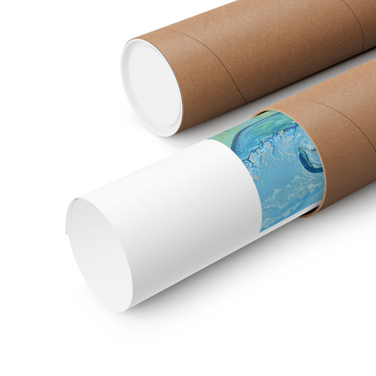 Dolphin Wave Matte Horizontal Poster — Ocean Surfing Art Print