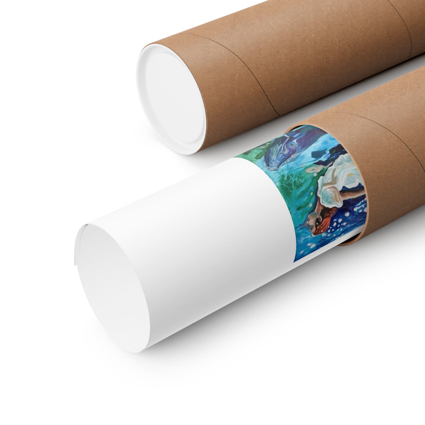 Underwater Mermaid & Dolphins Matte Horizontal Poster — Ocean Fantasy Wall Art