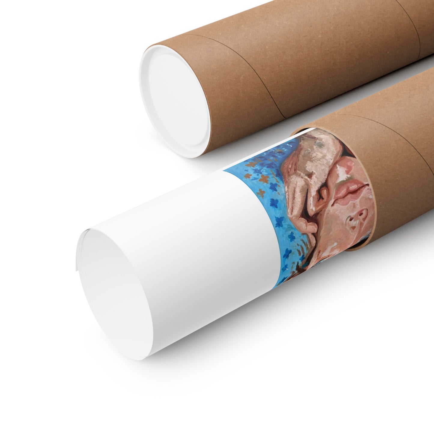 Contemplative Woman Portrait Matte Vertical Poster — Blue Starry Art Print